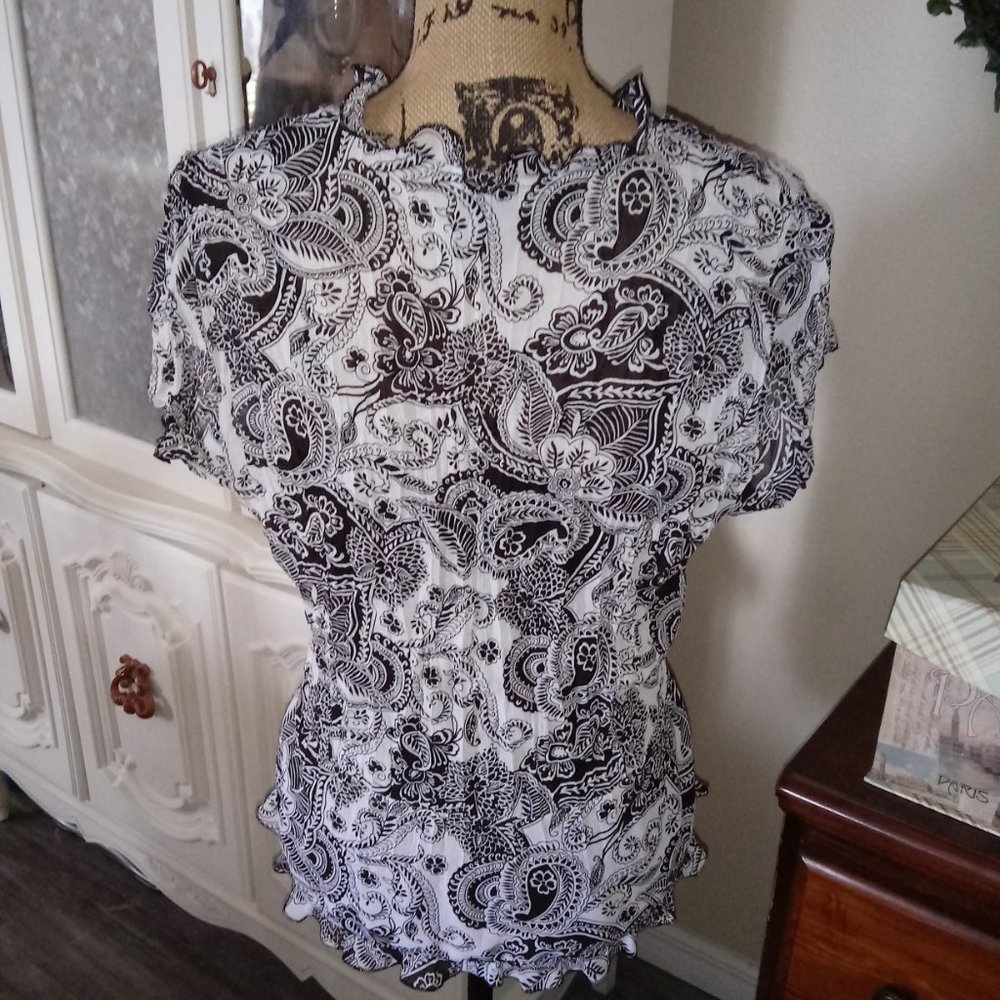 Studio 1940 Black and White Blouse - Picture 4 of 6